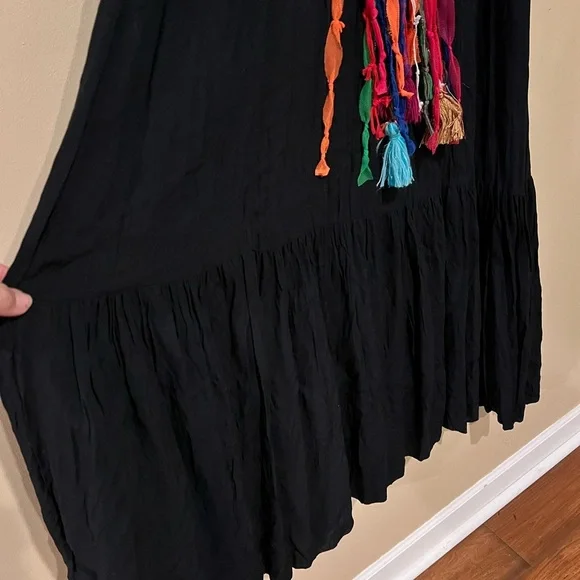 Butik Yazma Black Embroidered Dream Catcher Maxi Tiered Dress Boho Festival READ - Picture 2 of 6